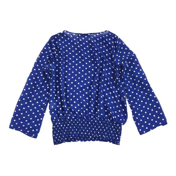 Metaphor Polka Dot Print Chiffon Blouse Size Medium Womens Bright Blue White Top - Picture 2 of 6